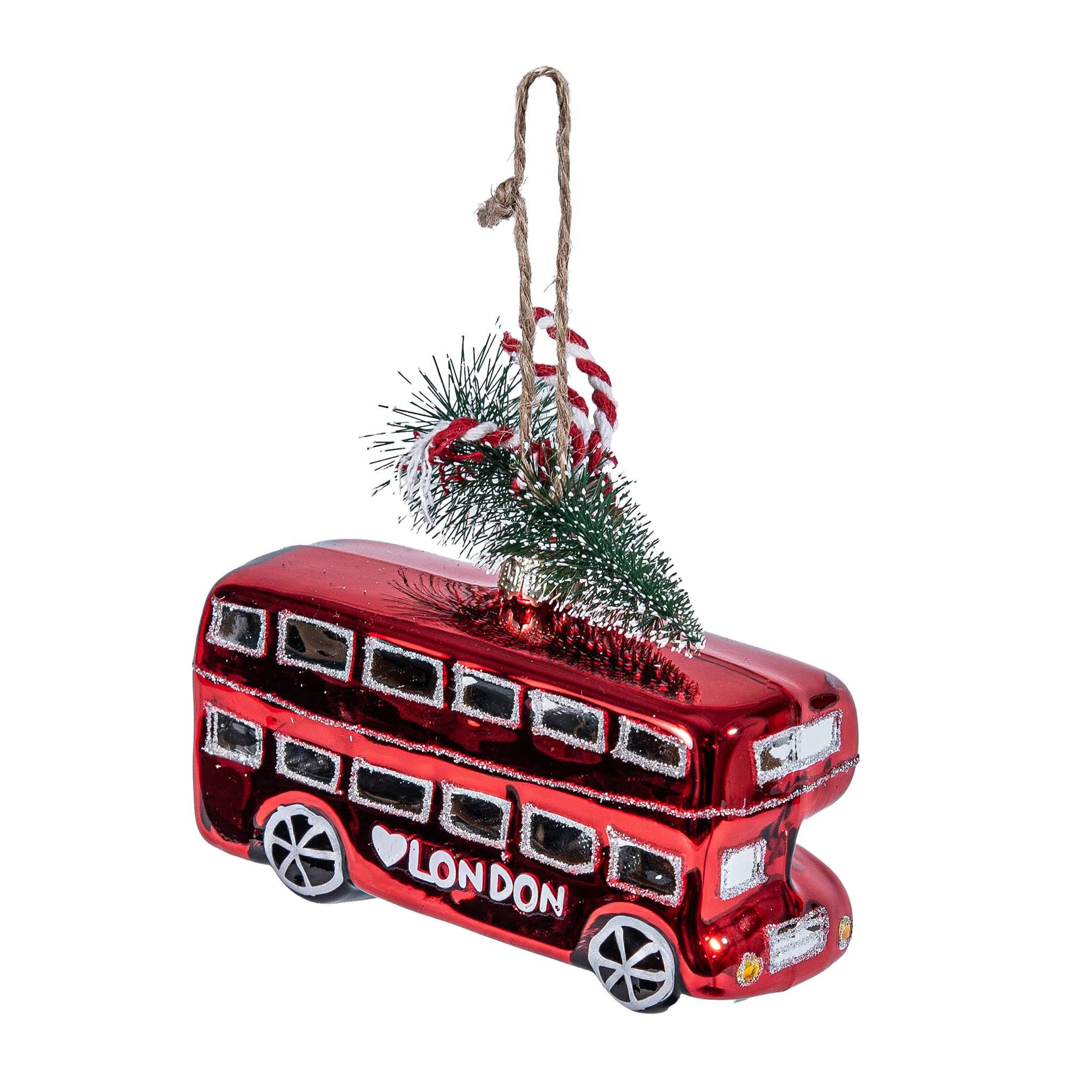 London Bus with Christmas Tree Decoration