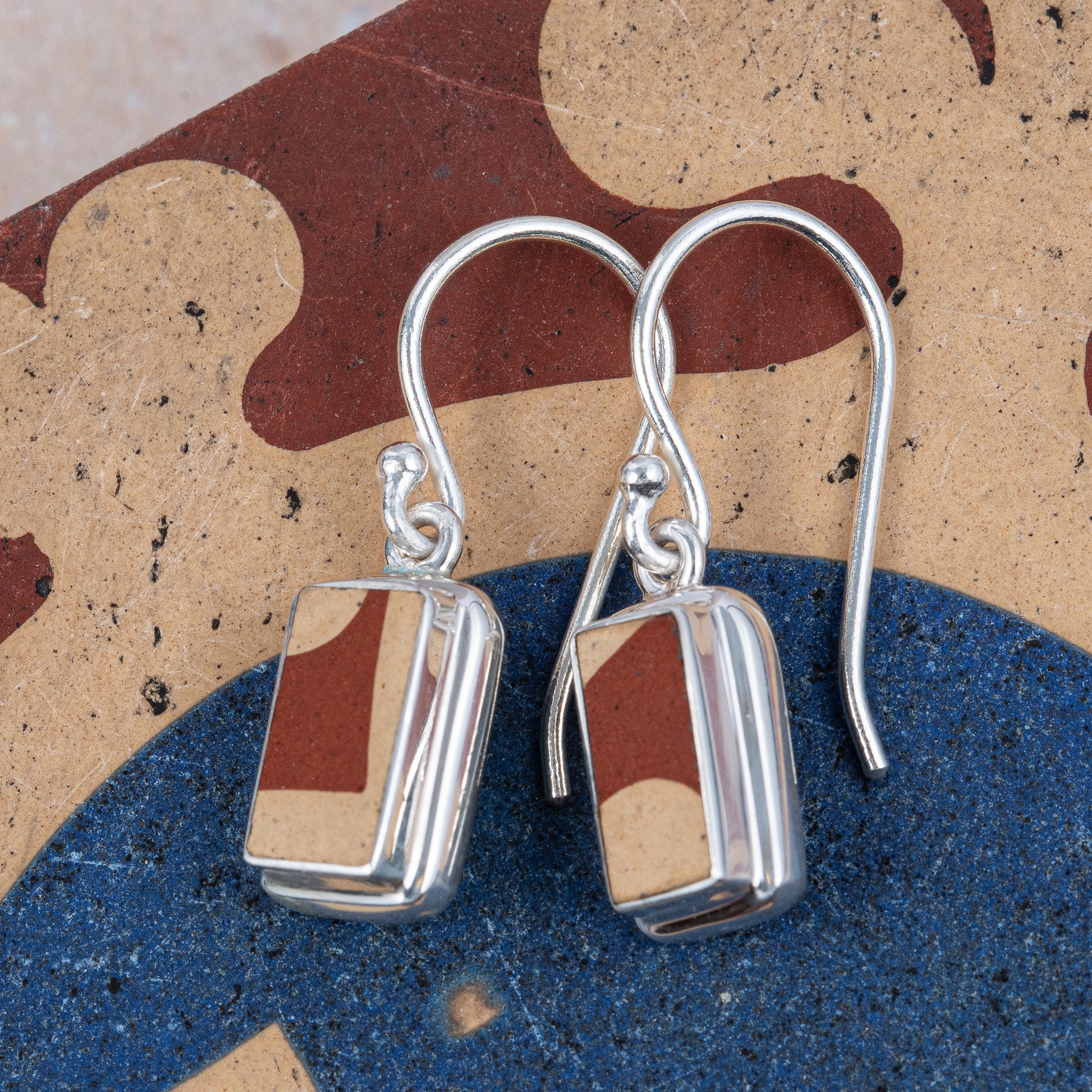 Sterling Silver Encaustic Tile Earrings - Image 3